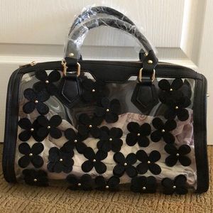 Black Clear Bag with Flowers